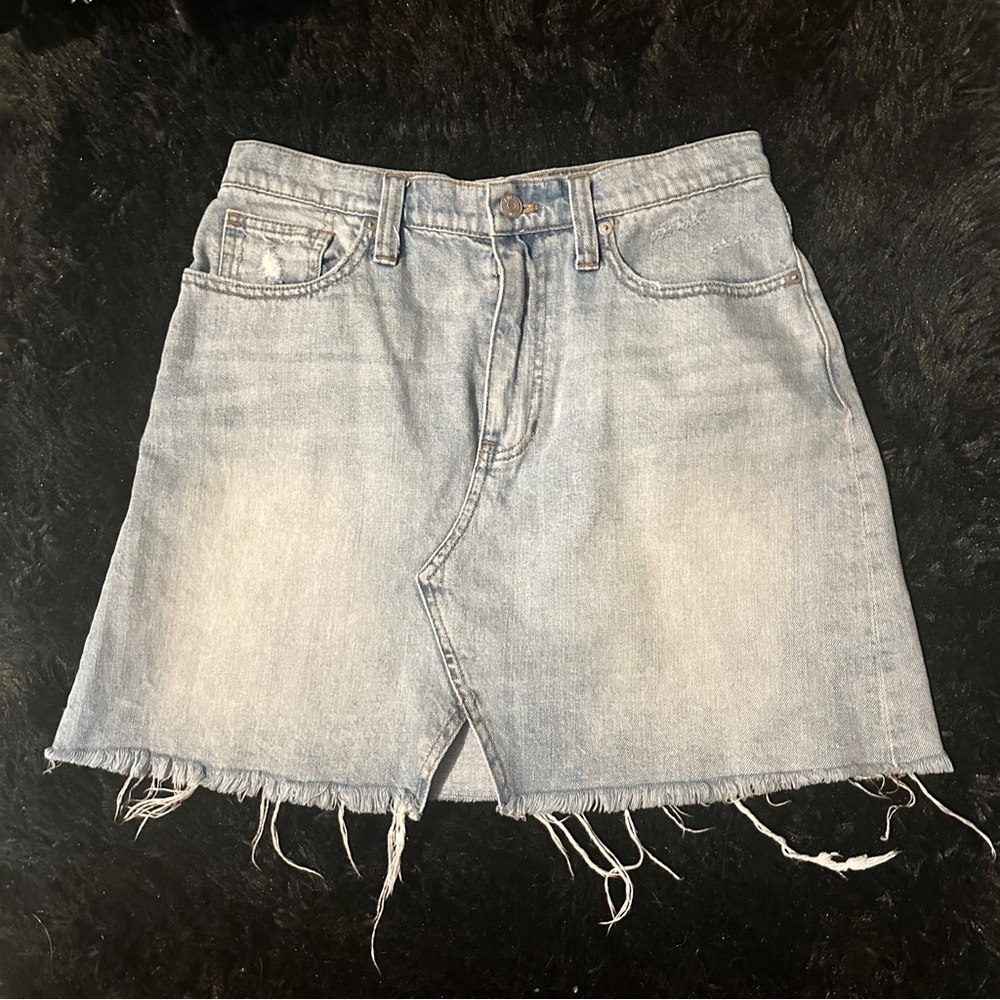 Madewell High Rise Rigid Denim A-Line Mini Skirt: Cutout Edition Light Wash
